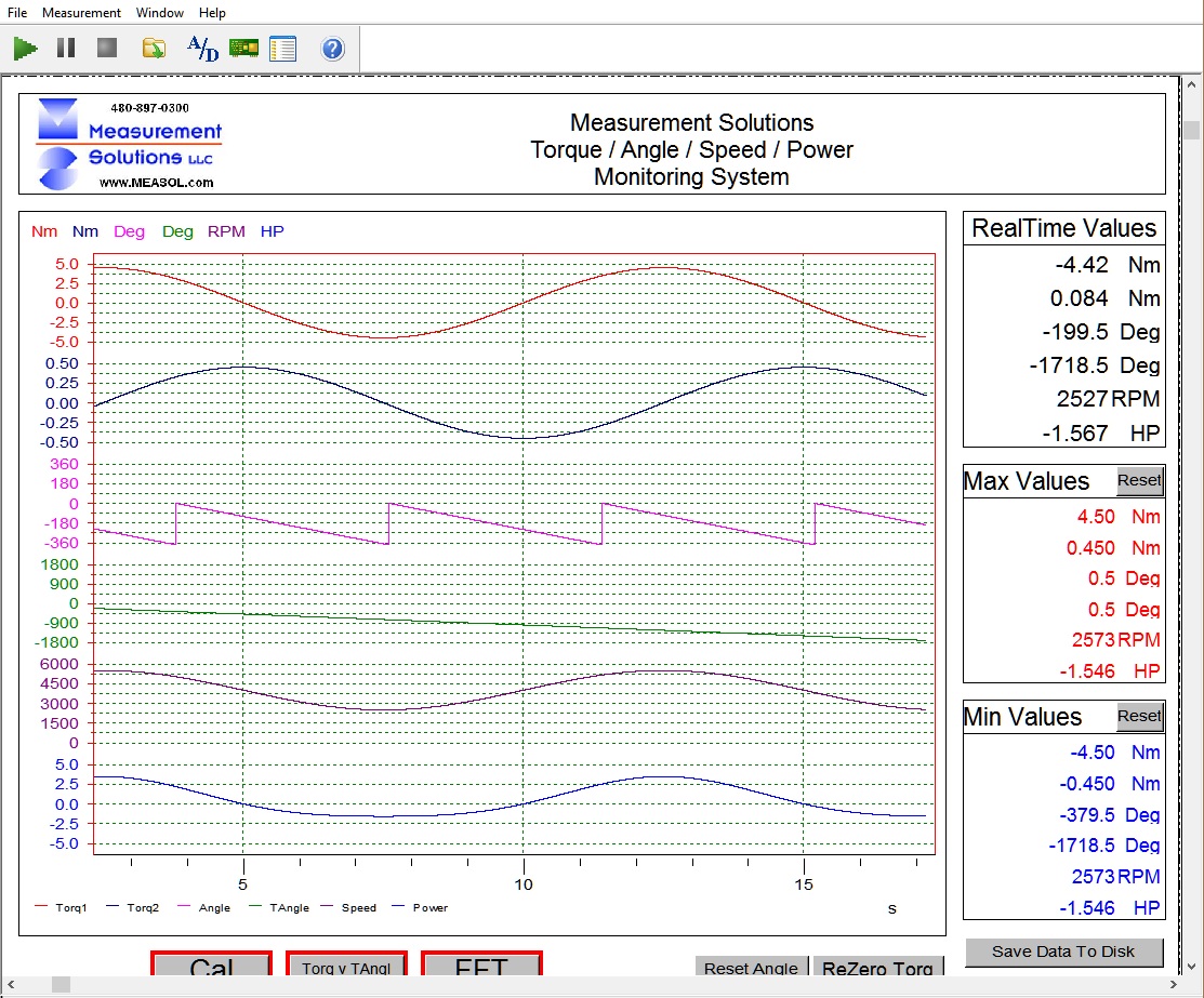 RealTime Data Acquisition Screen shot