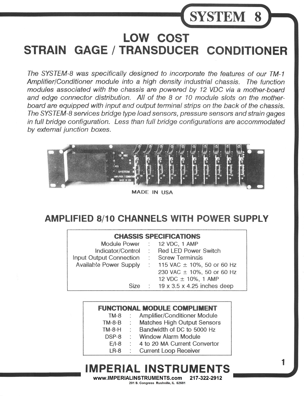 Chassis Strain Gage Signal Conditioner